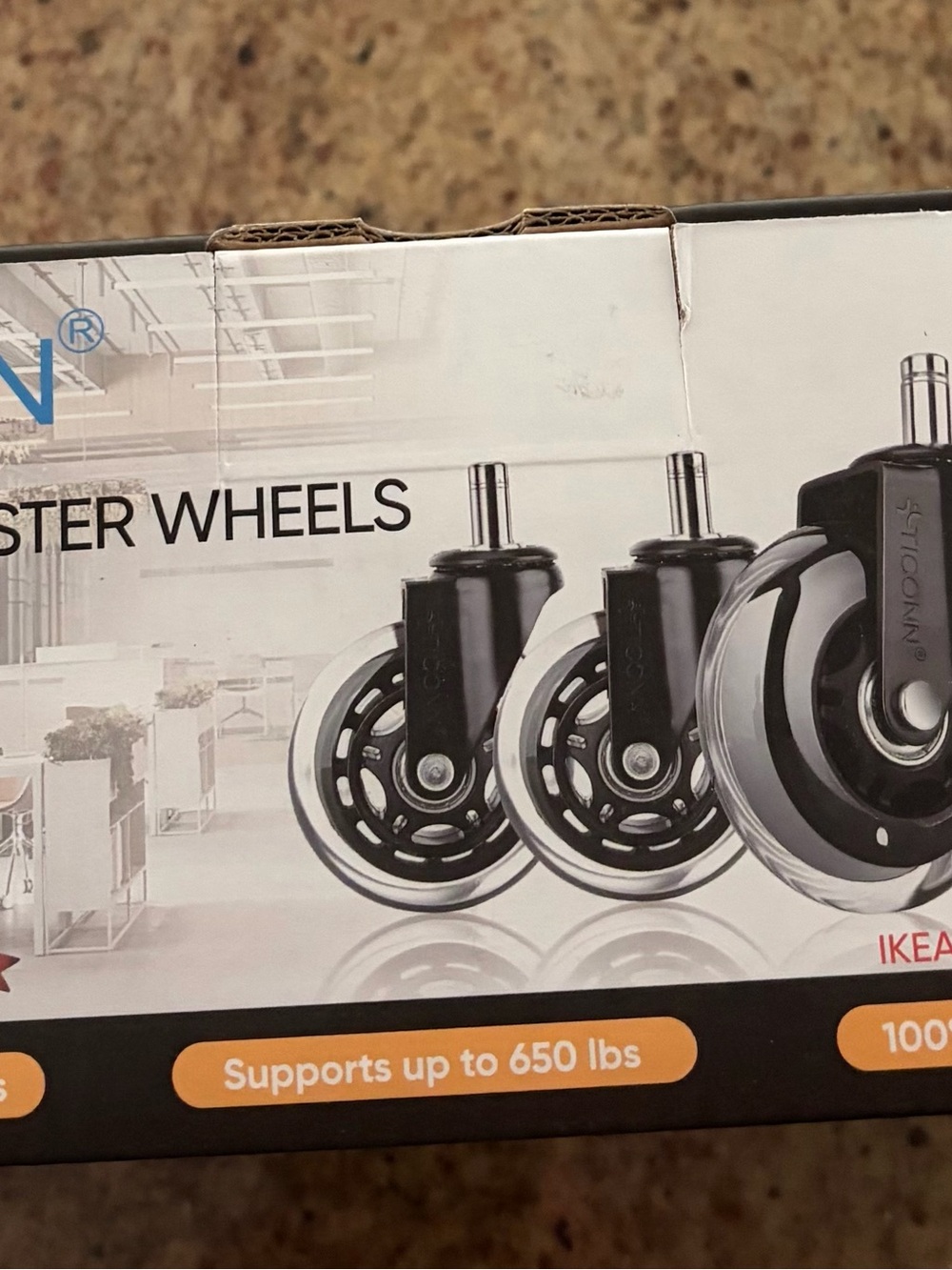 Set of 4 Black Office Caster Wheels